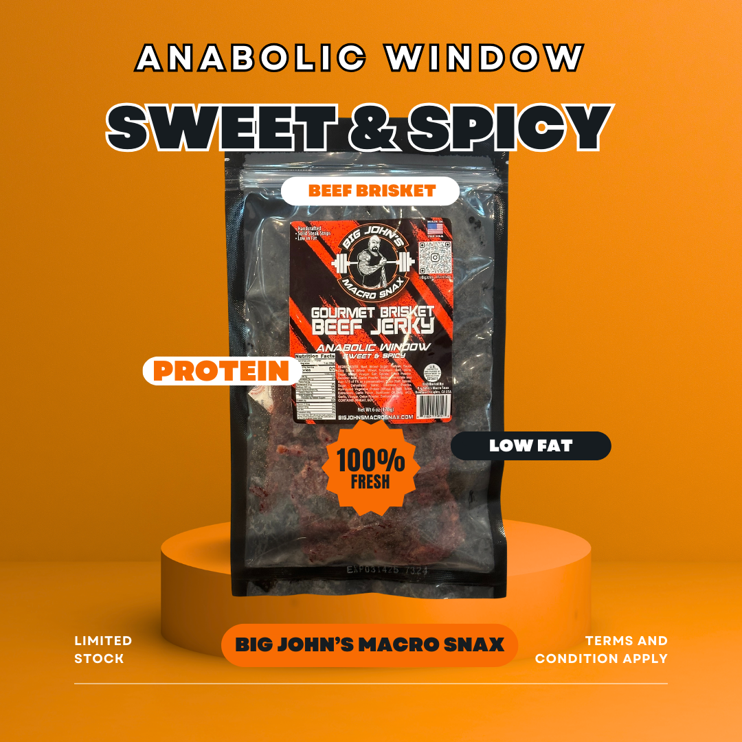 "Anabolic Window" Sweet & Spicy Brisket Beef Jerky - (3oz) High Protein Snack