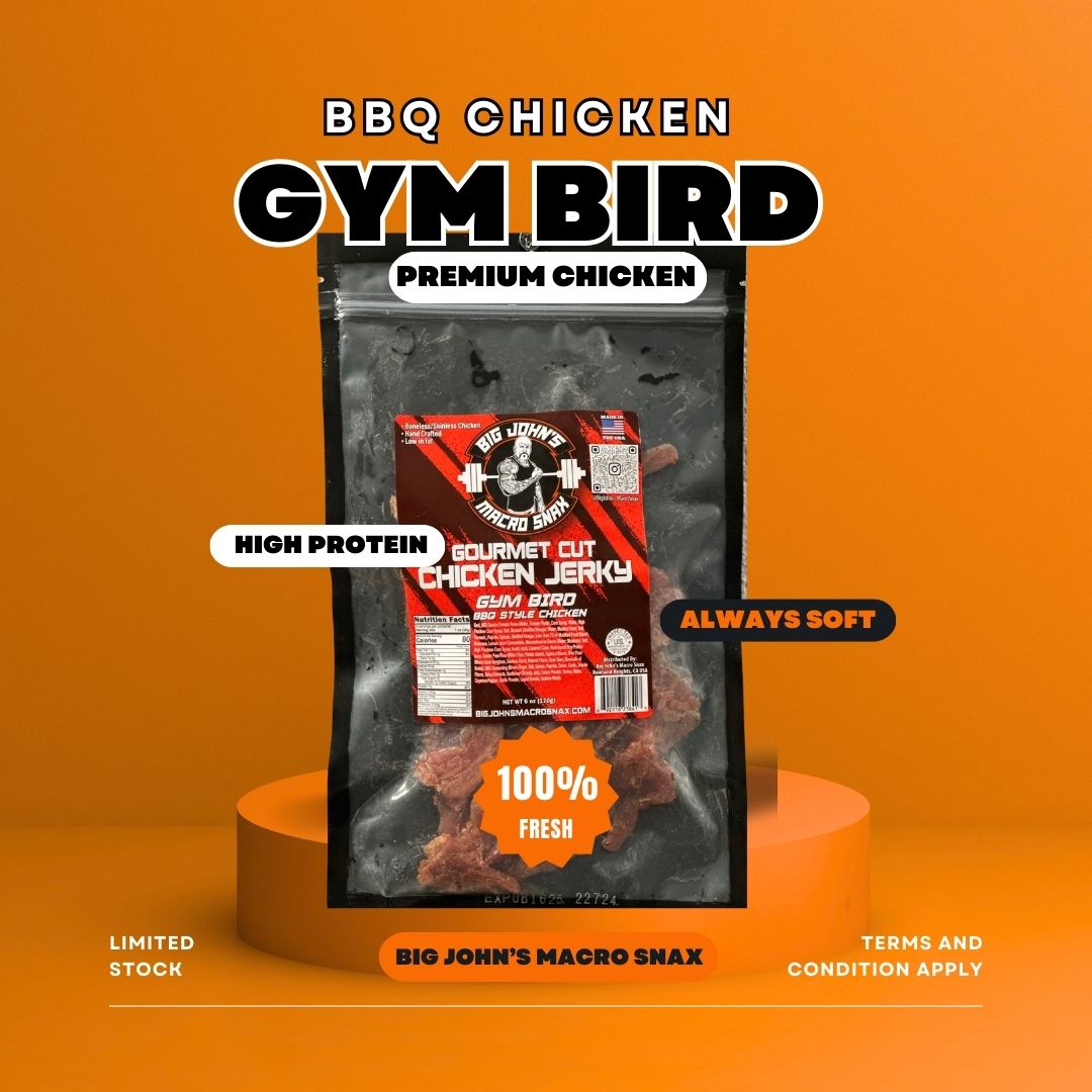"Gym Bird" BBQ Style Chicken Jerky - (3oz) Premium Jerky High Protein Snack