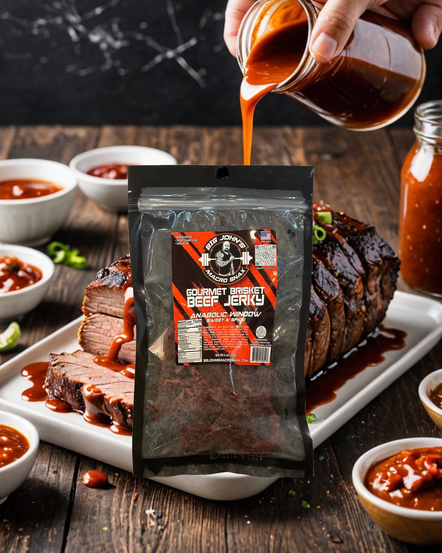 "Anabolic Window" Sweet & Spicy Brisket Beef Jerky - (3oz) High Protein Snack